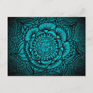 Blauwgroen Mandala Briefkaart