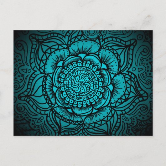 Blauwgroen Mandala Briefkaart (Voorkant)