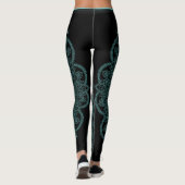 Blauwgroen Mandala-patroon op de training van zwar Leggings (Achterkant)
