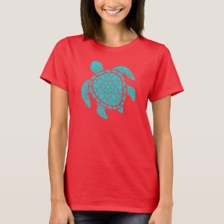Blauwgroen Mandala Turtle T-shirt