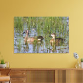 Blauwgroen mannelijk en vrouw met blauw vleugels i canvas afdruk (Insitu (Woonkamer))