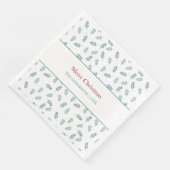 Blauwgroen maretak kerst servet (Hoek)