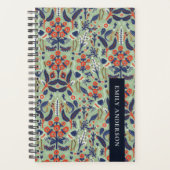  Blauwgroen marine Classy Floral Peacock Pattern Planner (Voorkant)