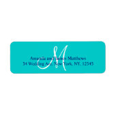 Blauwgroen marineblauw eenvoudig script monogram v etiket (Voorkant)