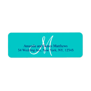 Blauwgroen marineblauw eenvoudig script monogram v etiket