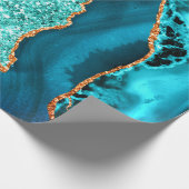 Blauwgroen marineblauw goud glitter marmer inpakpa cadeaupapier (Hoek)