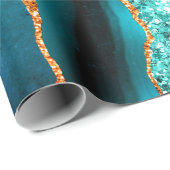 Blauwgroen marineblauw goud glitter marmer inpakpa cadeaupapier (Rol Hoek)