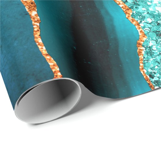 Blauwgroen marineblauw goud glitter marmer inpakpa cadeaupapier (Rol Hoek)