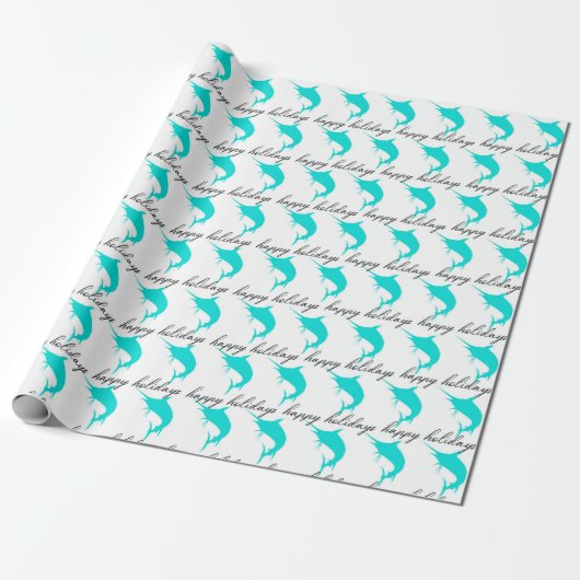 Blauwgroen Marlin Wrapping Paper Cadeaupapier (Uitgerold)