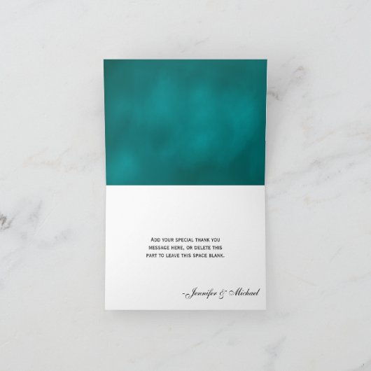 Blauwgroen Mason Jar Fireflies bruiloft Dank u Bedankkaart (Binnen)