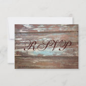 Blauwgroen Mason Jar Rustic Barn Wood Wedding RSVP (Achterkant)