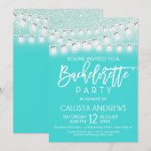 Blauwgroen Mason Jar String Lights Glitter Bachelo Kaart (Voorkant / Achterkant)