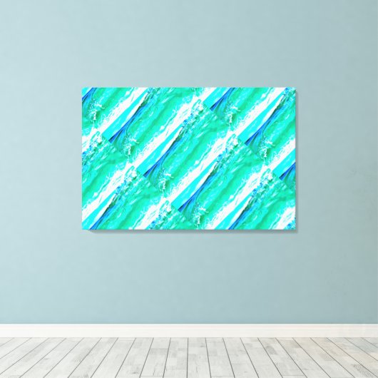 blauwgroen Maui-golven patroon Canvas Afdruk (Insitu (Houten vloer))