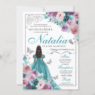 Blauwgroen & Mauve Ocean Sunset Princess Quinceane Kaart