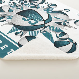 blauwgroen meisjes sport basketballen sterren sherpa deken