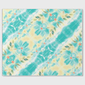 Blauwgroen met Floral Cadeaupapier (Vlak)