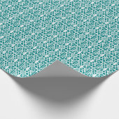 Blauwgroen met White Crochet Lace Pattern Cadeaupapier (Hoek)