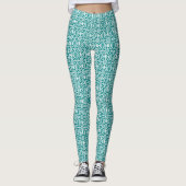 Blauwgroen met White Crochet Lace Pattern Leggings (Voorkant)