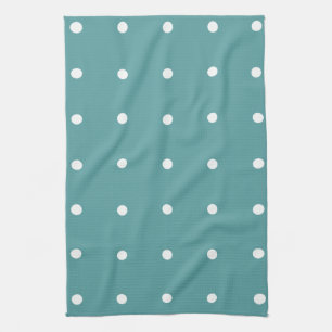 Blauwgroen met White Polka Dots Kitchen Towel Theedoek