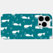 BLAUWGROEN MET WHITE SITE CAT PATTERN Case-Mate iPhone CASE (Achterkant (horizontaal))