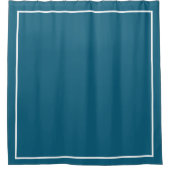 Blauwgroen met Witte Grens Douchegordijn (Voorkant)