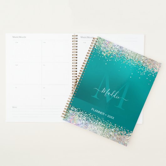 Blauwgroen metalen monogram van de glans van de sp planner (Display)