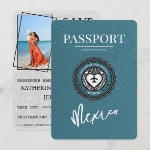 Blauwgroen Mexicaans paspoort Bewaar de datum Save The Date