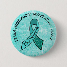 Blauwgroen MG Warrior Awareness Ribbon Button