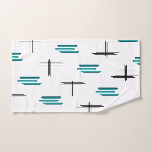 Blauwgroen middeleeuwse moderne strips en lijnen handdoek (Handdoek)