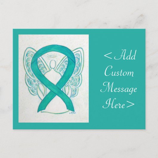 Blauwgroen milieubewust Briefkaart Ribbon Angel (Voorkant)