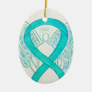 Blauwgroen milieubewustzijn Ribbon Angel Ornament