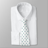 Blauwgroen mini Polka Dot Pattern op White Stropdas (Gebonden)