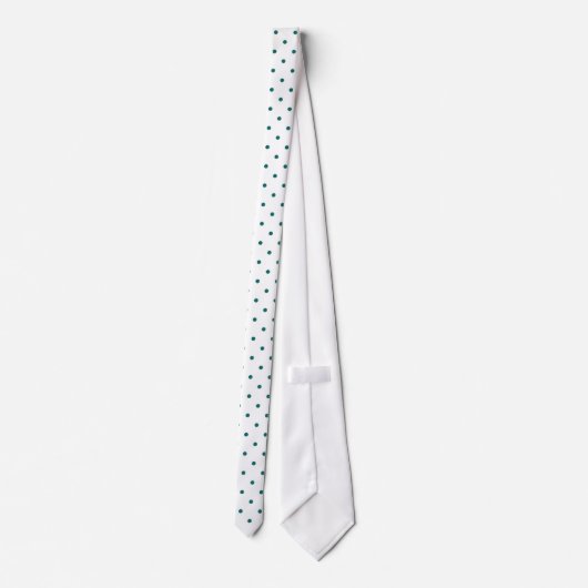 Blauwgroen mini Polka Dot Pattern op White Stropdas (Achterkant)