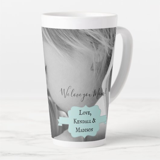 Blauwgroen minimalistische foto-Moederdag latte Mo Latte Mok (Rechterhoek)