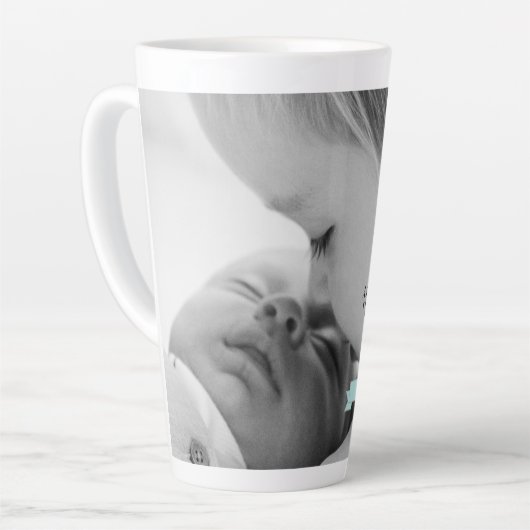 Blauwgroen minimalistische foto-Moederdag latte Mo Latte Mok (Linkerhoek)