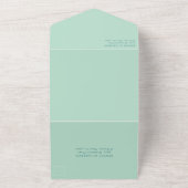 Blauwgroen & Mint Groene Palm Trees Strand Wedding All In One Uitnodiging (Buitenkant)