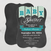 Blauwgroen Mint krijtbord Flag Baby shower uitnodi Kaart (Voorkant / Achterkant)