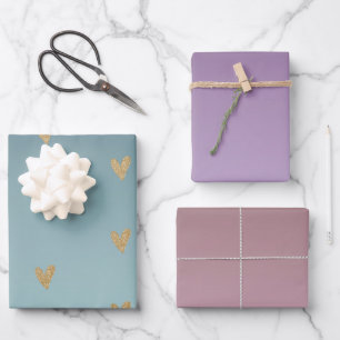 Blauwgroen Mint Ombre Goud Glitter Hart Inpakpapier Vel