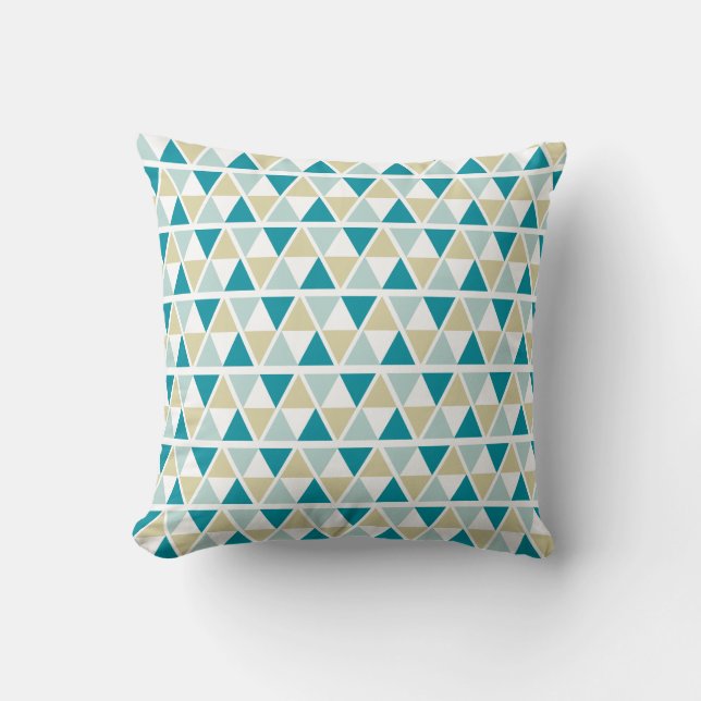 Blauwgroen Mint Yellow Geometric Pattern Kussen (Voorkant)