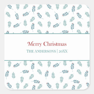 Blauwgroen Mistletoe Christmas Gift Stickers