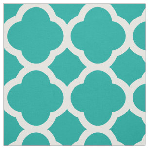 Blauwgroen Modern Quatrefoil Groot Schaal Stof