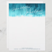 Blauwgroen moderne abstracte kunst nieuw onkruid b custom briefhoofd (Voorkant / Achterkant)