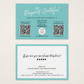 Blauwgroen Moderne Stijlvolle QR-code voor script, Visitekaartje (Voorkant /achterkant)