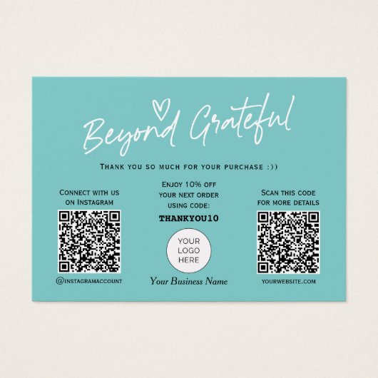 Blauwgroen Moderne Stijlvolle QR-code voor script, Visitekaartje (Voorkant)