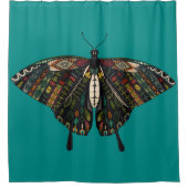 blauwgroen moerasvlinder douchegordijn (Voorkant)