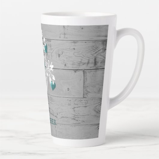 Blauwgroen Mok van de Boom van het hart Gepersonal (Rechts)