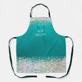 Blauwgroen monogram apr. schort (Voorkant)