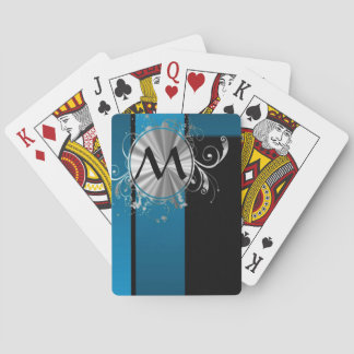 Blauwgroen monogram blauw en zwart speelkaarten