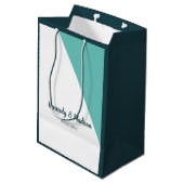 Blauwgroen Monogram 💍 Moderne Geometrische Elegan Medium Cadeauzakje (Achterkant Gekanteld)