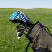 Blauwgroen monogram Navy White Dotted Pattern Golfheadcover (Insitu)